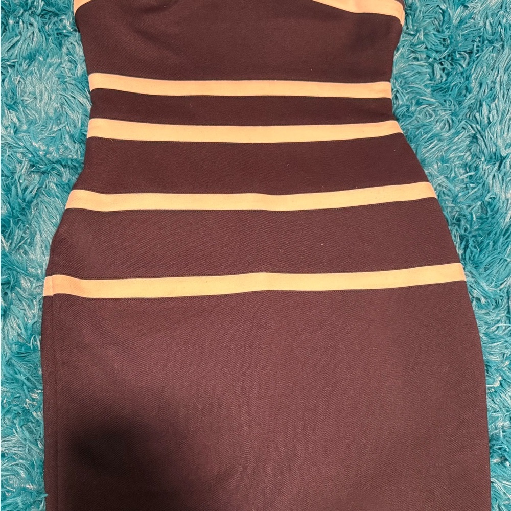 Tommy Hilfiger Brown and Tan Strapless Dress